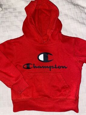 Champion Kids Bright Red Pullover Hoodie with Logo size 4